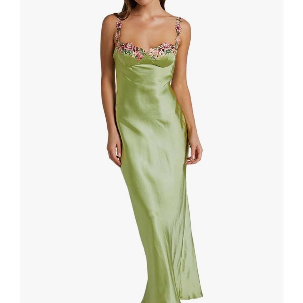Embroidered Floral Spaghetti Strap Dress